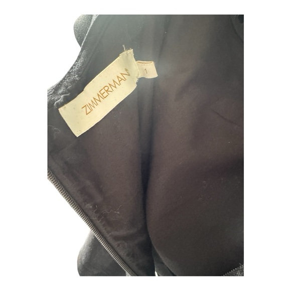 Zimmermann Postcard Linen Ruffled Tie-Back Black Mini Dress, 1/S - Picture 8 of 8